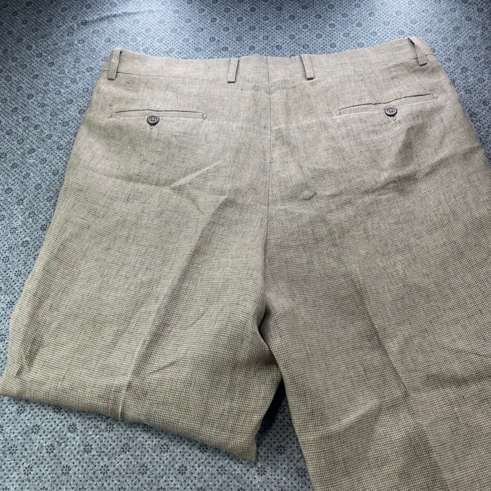 Linea Naturale Luxe Tessuti di Sondrio 100% Linen Pants Italy Tan Brown W38xL34 - Picture 6 of 11